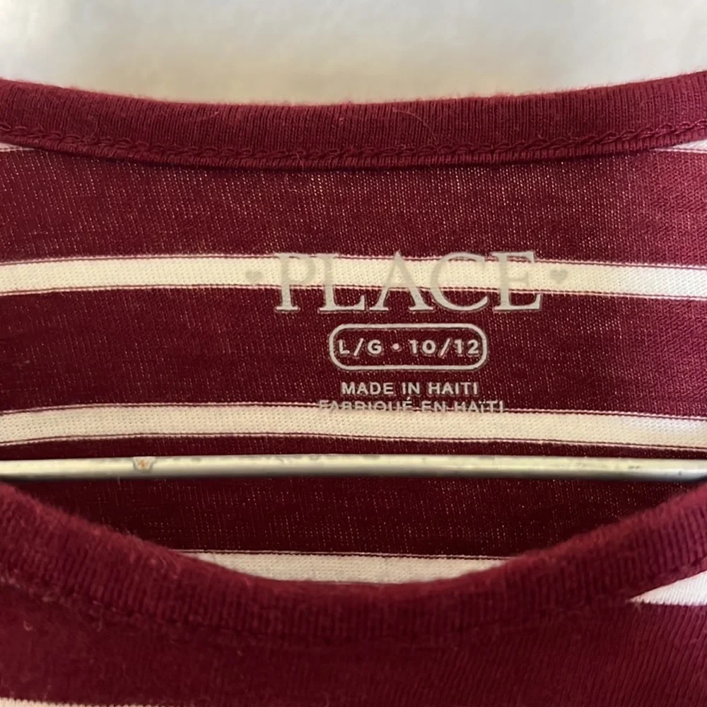 The Children’s Place Maroon and White Striped Long-sleeve